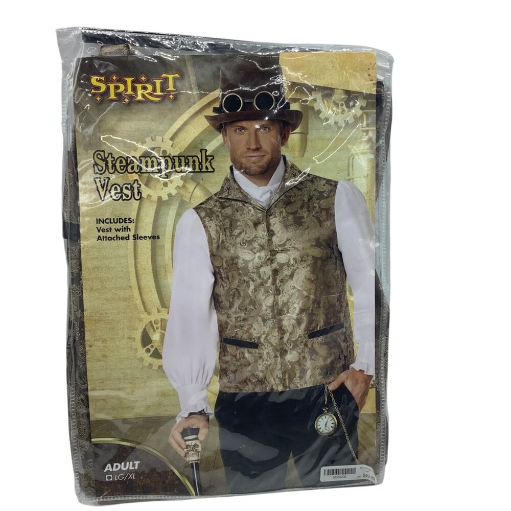 Steampunk Vest Costume With Attached Sleeves Adult L/XL Spirit Halloween NWT NEW